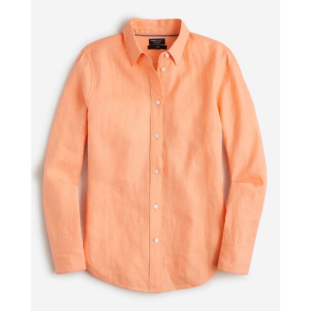 NWT Slim fit Baird McNutt 100% Irish linen Button Down shirt Orange Size 12 TALL